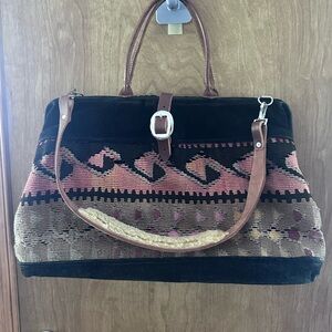 Vintage RARE 1980s Claudia Tres Jolie Kilim Carpet Handbag